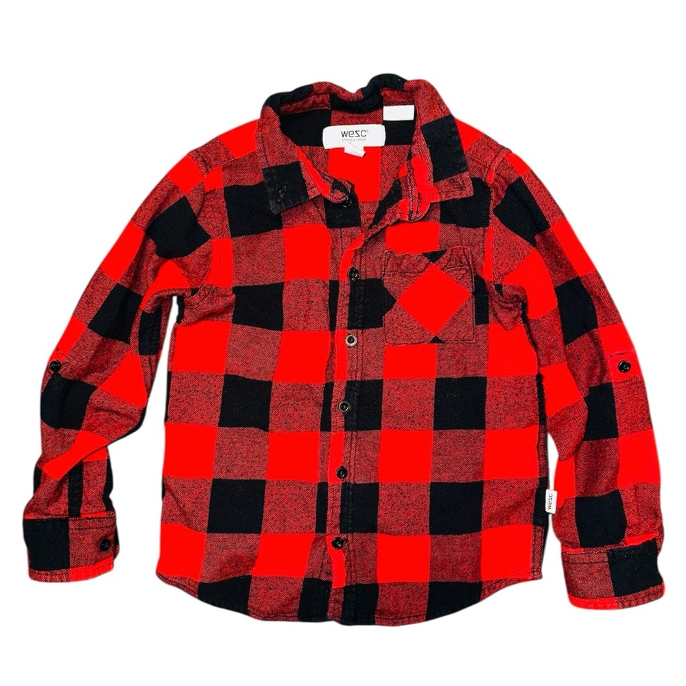 Wezc Kids Red and Black Plaid Flannel Shirt